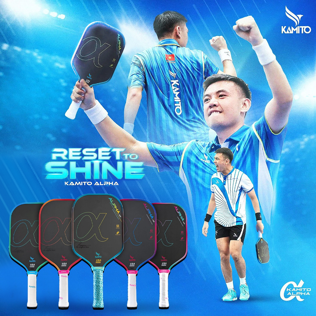 Vợt Pickleball Kamito Alpha (16mm)_Vợt Pickleball Lý Hoàng Nam, Chất Liệu Carbon T700, Trợ lực tốt
