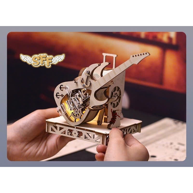 Đồ Chơi Lắp Ráp Mô Hình Gỗ 3D Hộp Nhạc Bằng Gỗ Lắp Ráp Đàn Guitar