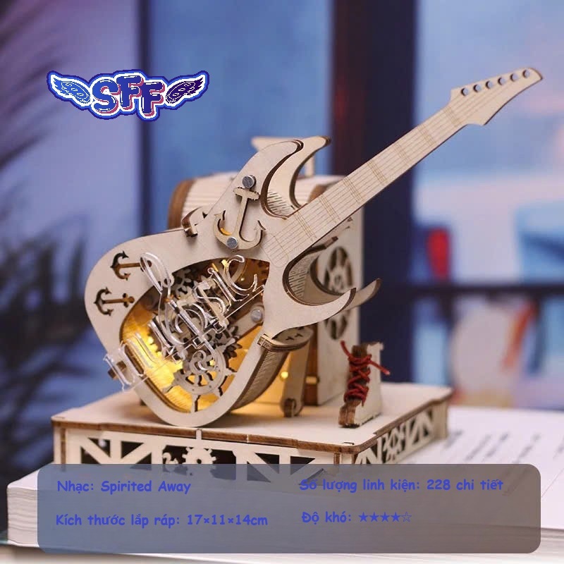 Đồ Chơi Lắp Ráp Mô Hình Gỗ 3D Hộp Nhạc Bằng Gỗ Lắp Ráp Đàn Guitar