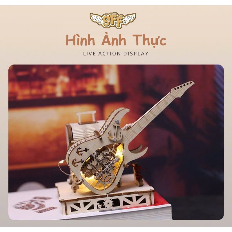 Đồ Chơi Lắp Ráp Mô Hình Gỗ 3D Hộp Nhạc Bằng Gỗ Lắp Ráp Đàn Guitar