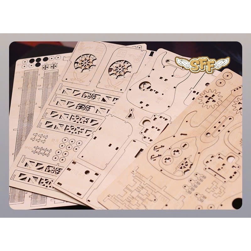 Đồ Chơi Lắp Ráp Mô Hình Gỗ 3D Hộp Nhạc Bằng Gỗ Lắp Ráp Đàn Guitar