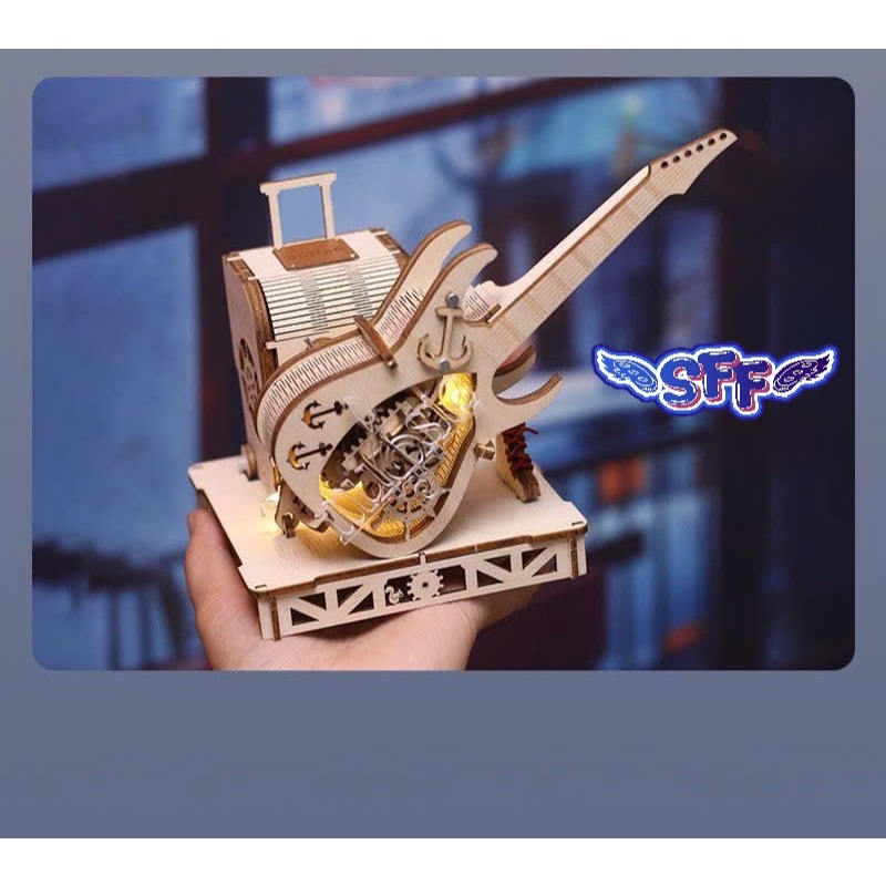 Đồ Chơi Lắp Ráp Mô Hình Gỗ 3D Hộp Nhạc Bằng Gỗ Lắp Ráp Đàn Guitar