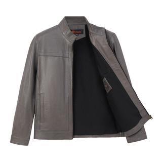 Áo khoác da cừu nam Racerjacket Fttleather viền ngang ngực da cừu thật bền bỉ, áo da cổ tròn da xịn