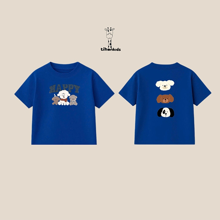 [A04] Áo Phông Trẻ Em In Cún Hoạt Hình Cộc Tay Chất Cotton Mềm Mịn | Form Rộng Thoải Mái