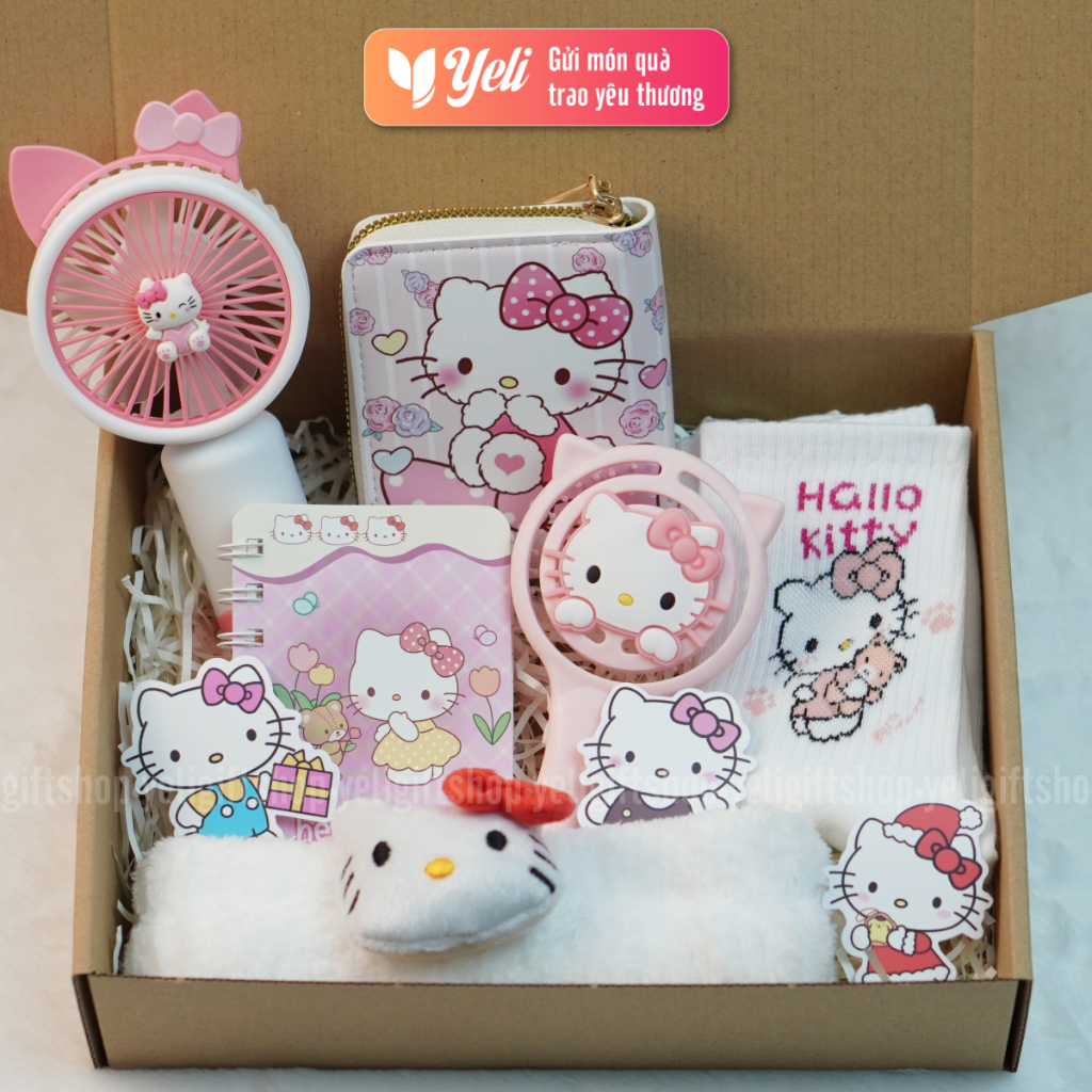 Set Quà Tặng Bạn Gái, Người Yêu Hello Kitty, Hộp Quà Hello Kitty Bất Ngờ Tặng Sinh Nhật, 20/10, 8/3, Valentine