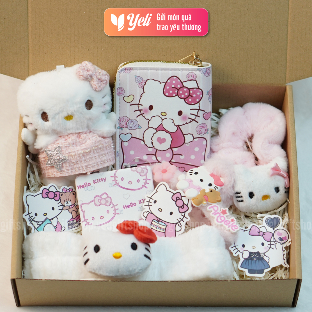 Set Quà Tặng Bạn Gái, Người Yêu Hello Kitty, Hộp Quà Hello Kitty Bất Ngờ Tặng Sinh Nhật, 20/10, 8/3, Valentine