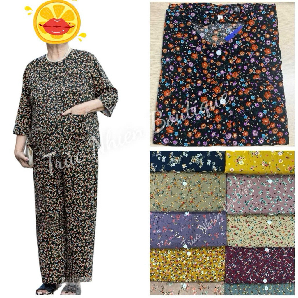 Đồ bộ tole nhung bà già rã đô cài nút tay dài loại 1 nhiều họa tiết đẹp - B889