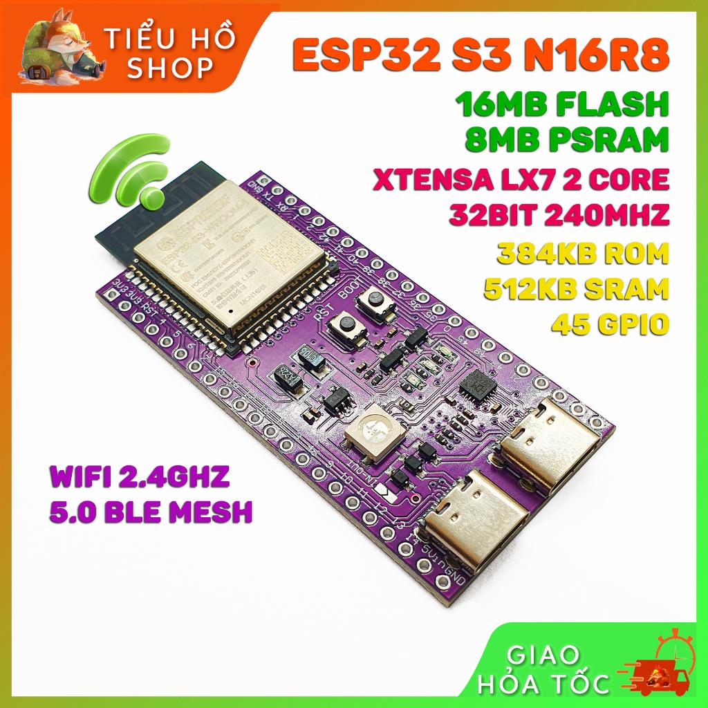 Tieuhoshop Module Wifi Bluetooth ESP32-S3 N16R8 Dev Kit C - KIT phát ...