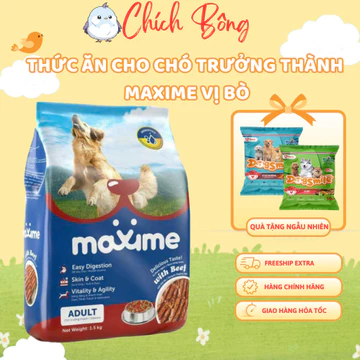 Thức ăn cho chó trưởng thành maxime vị bò, hạt cho chó trưởng thành maxime vị bò, đồ ăn cho chó