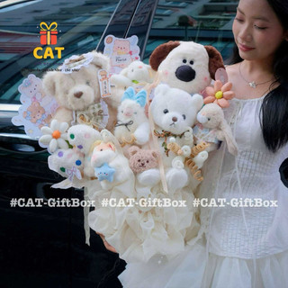 bó hoa gấu be, hoa gấu tông kem, quà tặng sinh nhật dễ thương, bó hoa gấu cao cấp quà 20/10 cho bạn gái