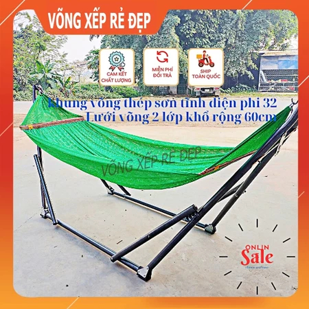 Võng Xếp Loại 1 Cao Cấp – Khung Sắt Sơn Tĩnh Điện Chắc Chắn, Gấp Gọn Dễ Dàng – Bảo Hành 12 Tháng