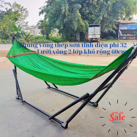 Võng Xếp Loại 1 Cao Cấp – Khung Sắt Sơn Tĩnh Điện Chắc Chắn, Gấp Gọn Dễ Dàng – Bảo Hành 12 Tháng