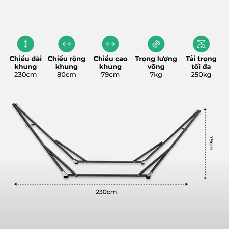 Võng Xếp Loại 1 Cao Cấp – Khung Sắt Sơn Tĩnh Điện Chắc Chắn, Gấp Gọn Dễ Dàng – Bảo Hành 12 Tháng