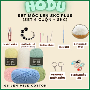 Combo len milk cotton và dụng cụ đầy đủ cho người mới