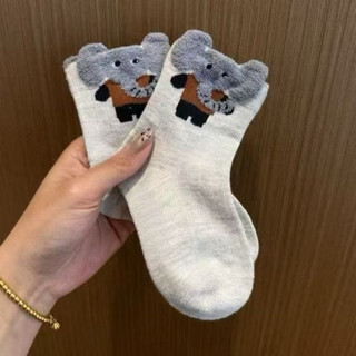 Set 5 đôi tất cổ cao trẻ em cho bé hoạt hình gấu cotton đáng yêu