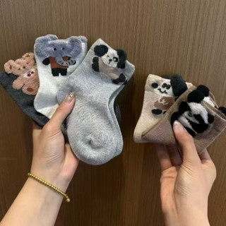 Set 5 đôi tất cổ cao trẻ em cho bé hoạt hình gấu cotton đáng yêu
