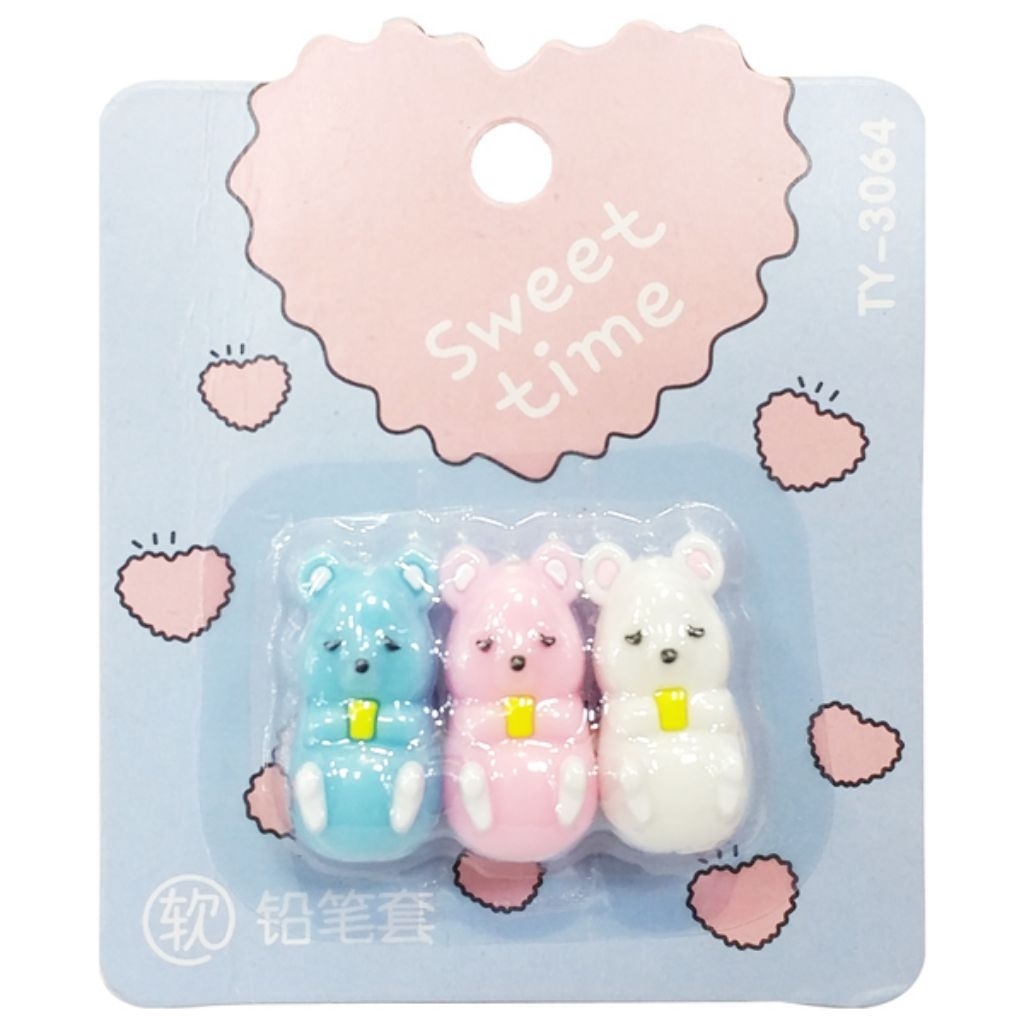 Nắp đậy bút chì bút máy nhiều hình Kawaii (vỉ 3 cái)