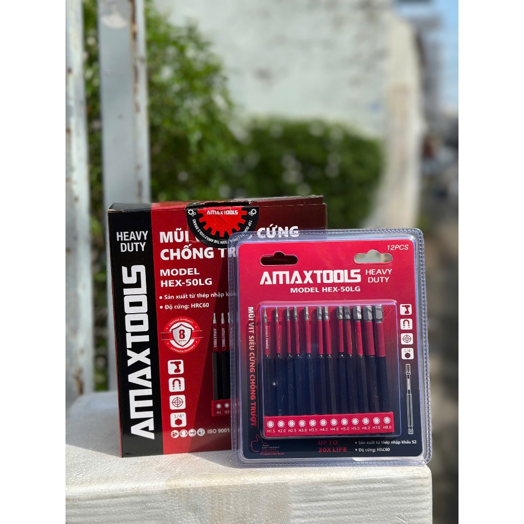 Bộ mũi vít lục giác - hoa thị siêu cứng chống trượt Amaxtools , thép nhập khẩu S20- độ cứng 60HRC