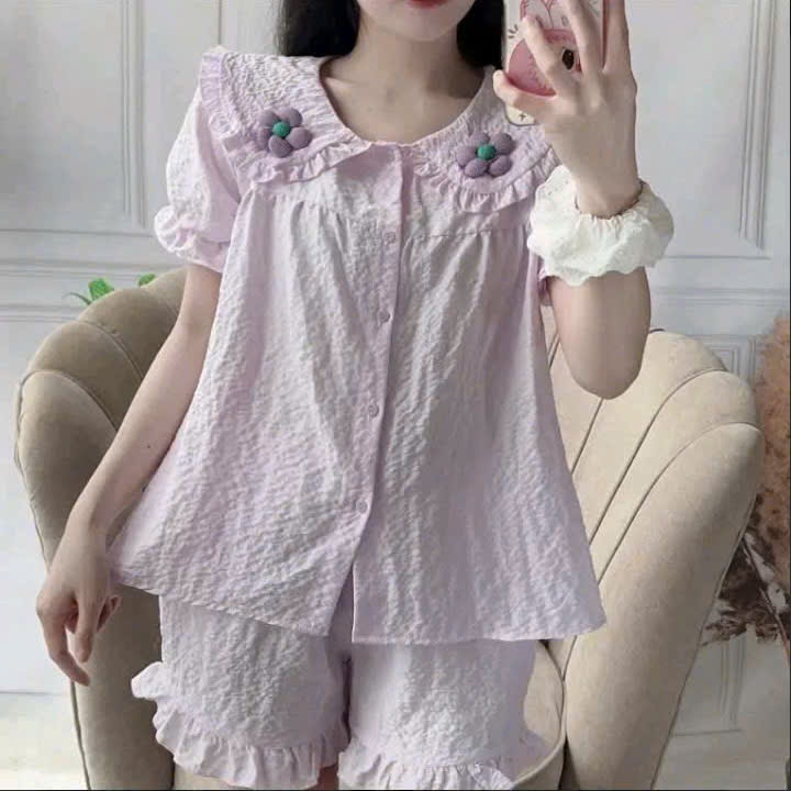 Bộ Đùi Cộc Hoa Cổ Bèo – Dễ Thương Nữ Tính | MS-A51