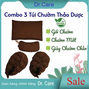 Combo 3 Túi Chườm Thảo Dược, GỐI CHƯỜM + CHƯỜM MẮT + GIÀY THẢO DƯỢC, Chườm Nóng Ngải cứu, Dr.Care
