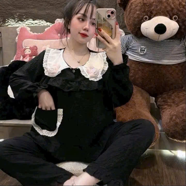 Bộ Đồ Ngủ Dài Tay Baby Tiểu Thư Kèm 2 Charm Dễ Thương - MS A12
