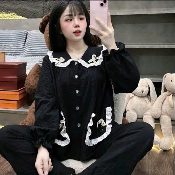 Bộ Đũi Dài Cổ Ren Phối Túi Ren – Thanh Lịch Nữ Tính | MS A27