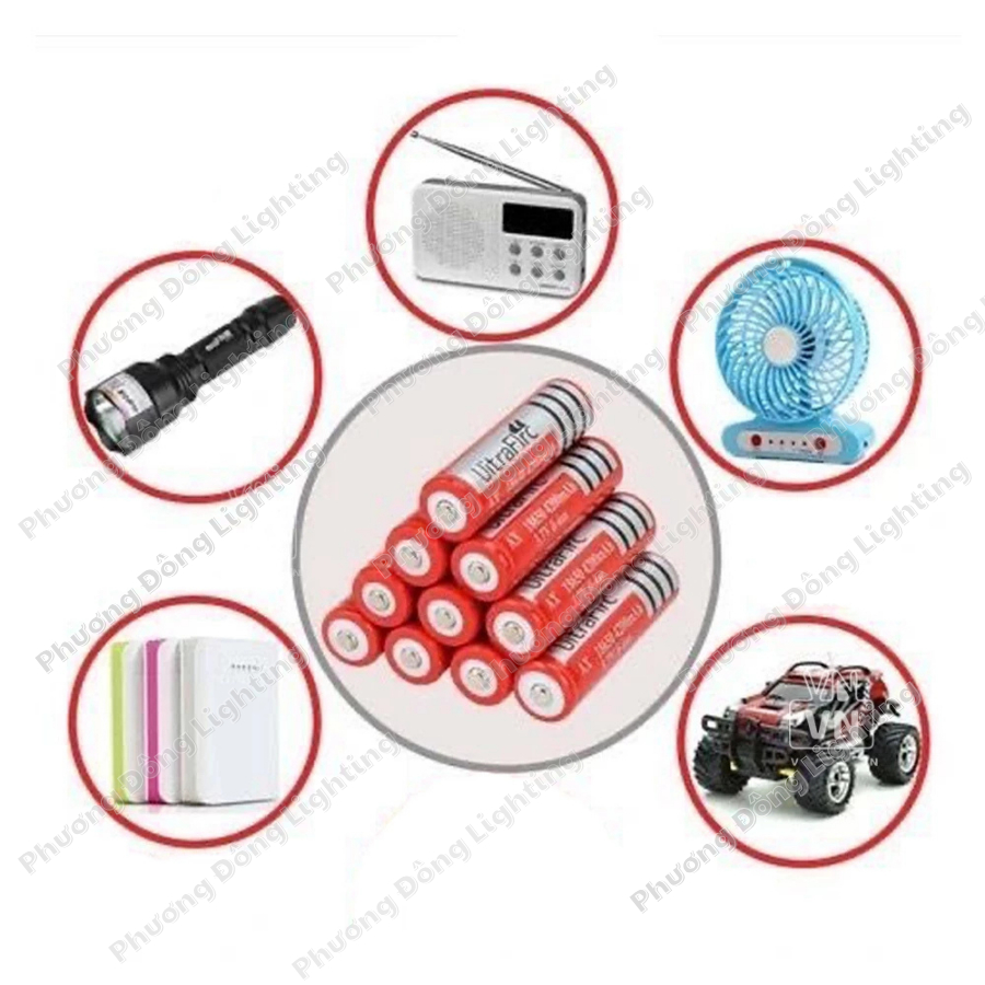 Pin sạc 3v7 7800mAh màu đỏ , xài cho đèn pin , quạt mini, xe điều khiển...BÁN LẺ 1 VIÊN