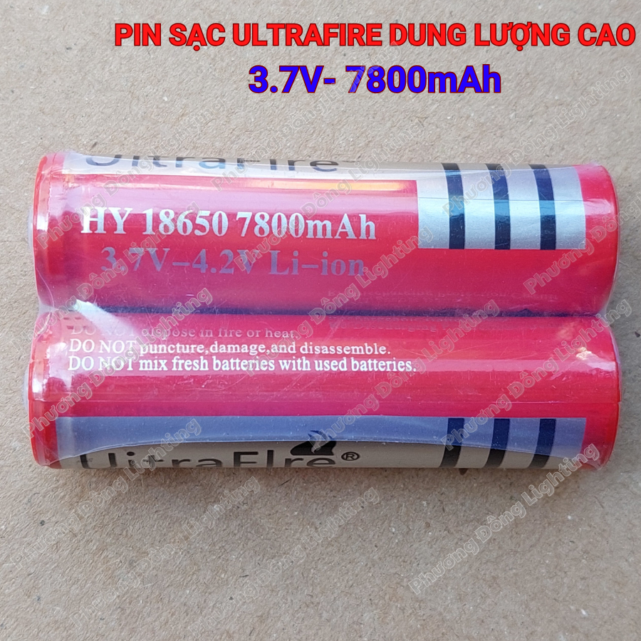 Pin sạc 3v7 7800mAh màu đỏ , xài cho đèn pin , quạt mini, xe điều khiển...BÁN LẺ 1 VIÊN