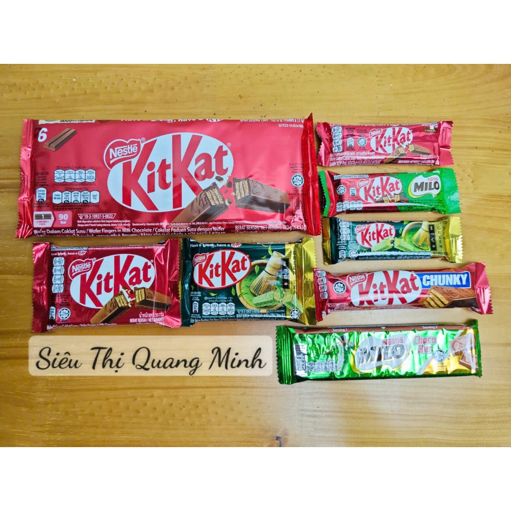 Thanh Socola KitKat Trà Xanh, Chunky, Milo Nestle 14.5g – 38g