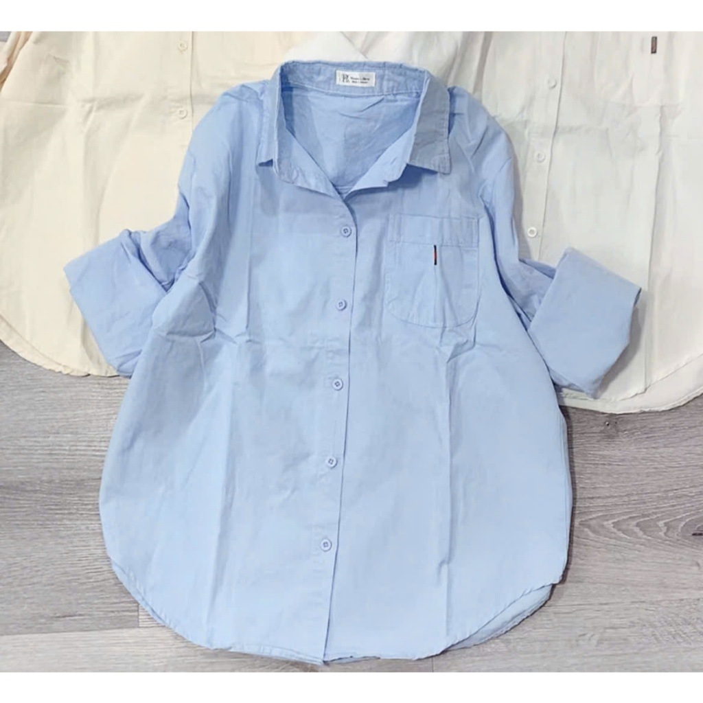 Áo Sơ Mi Nữ Tay Dài Chất Vải Kaki Cotton Mềm 1túi Màu Pastel Siu Xinh Freesize Dễ Phối