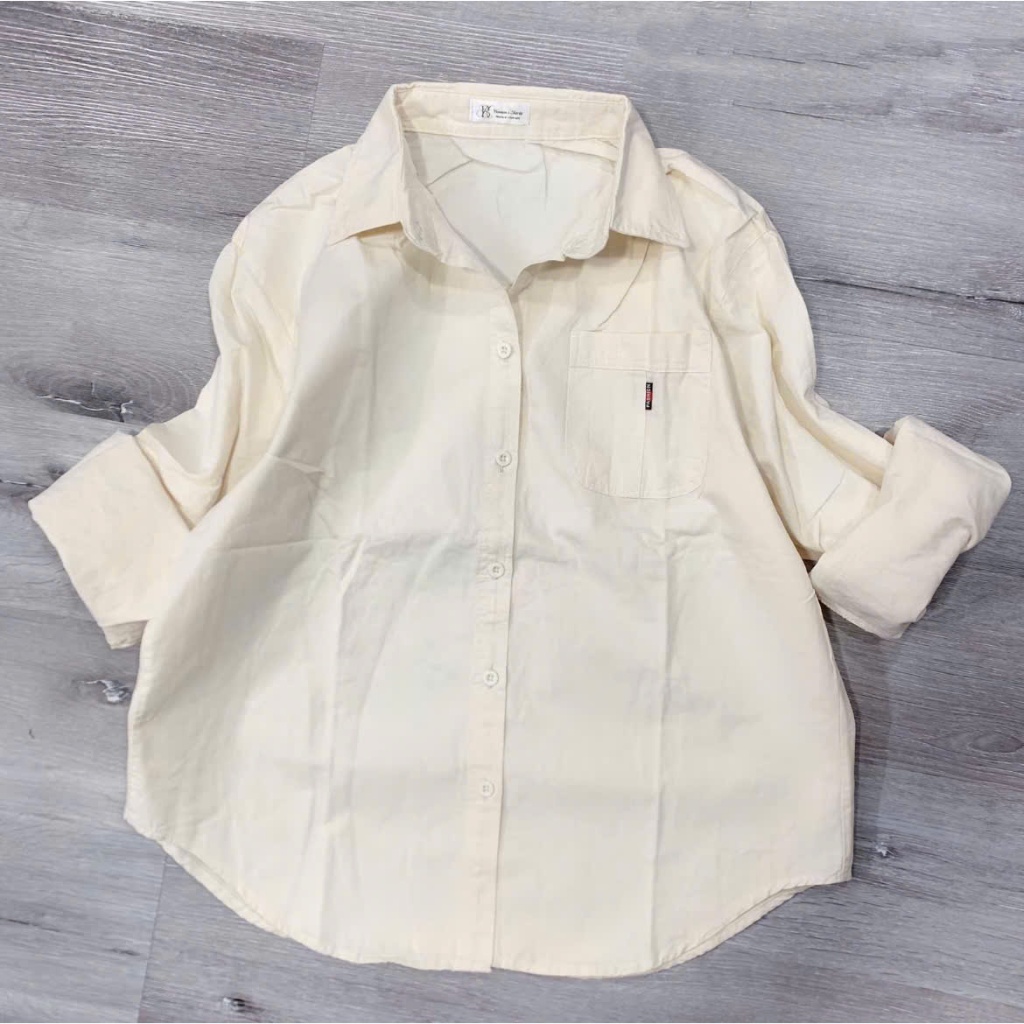Áo Sơ Mi Nữ Tay Dài Chất Vải Kaki Cotton Mềm 1túi Màu Pastel Siu Xinh Freesize Dễ Phối