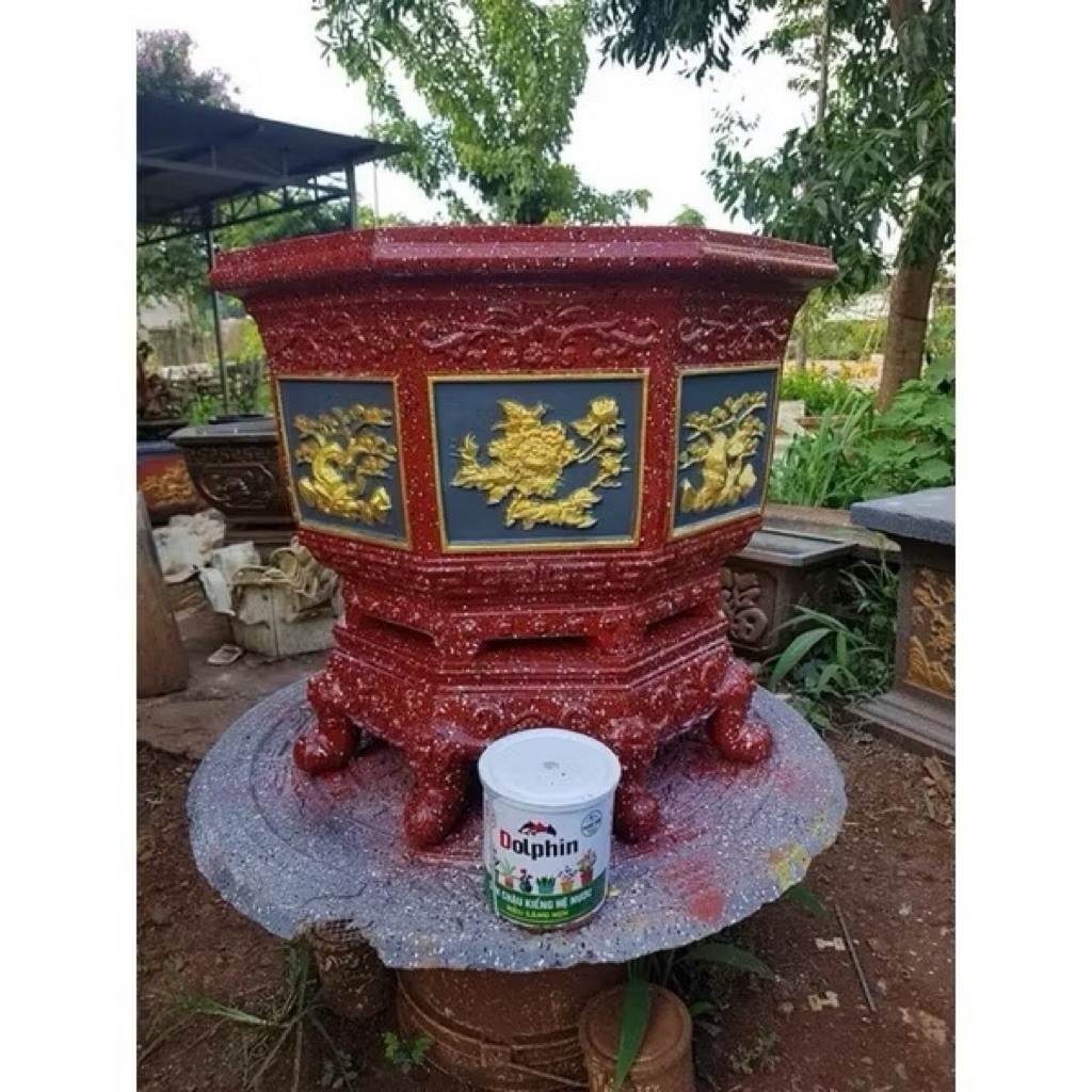 {Lon 1Kg}Sơn Chậu Kiểng Láng Mịn DOLPHIN Hệ Nước Không Độc Tố, Sơn Chậu Cảnh, Vải, Gỗ, Nhựa, Betong