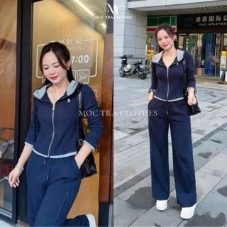 Set bộ nỉ nữ có mũ Loại 1 thiết kế thêu mèo siêu xinh, kiểu dáng trẻ trung cá tính
