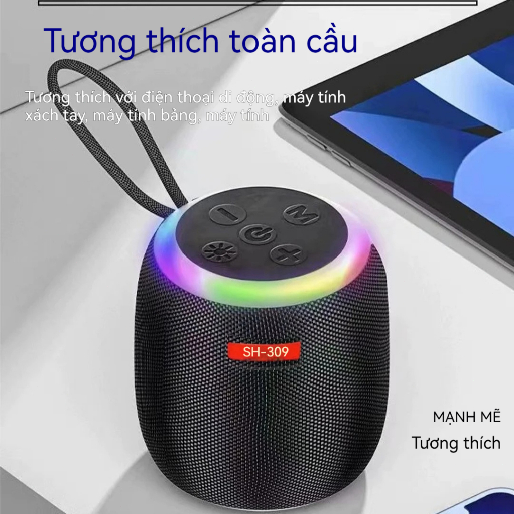 Loa Bluetooth Mini Bass Chất Lượng Vải - Đèn Ngủ RGB 7 Màu, Chống Thấm Nước Dài Đi Ngoài Trời, Bảo Hành 12 Tháng