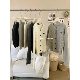 LOU BAE| (HÀNG QC) Set Váy Nữ Chất Len Thừng Gồm Áo Kèm Chân Váy Chữ A