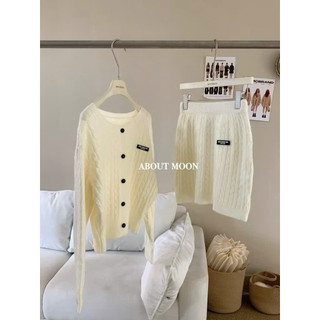 LOU BAE| (HÀNG QC) Set Váy Nữ Chất Len Thừng Gồm Áo Kèm Chân Váy Chữ A