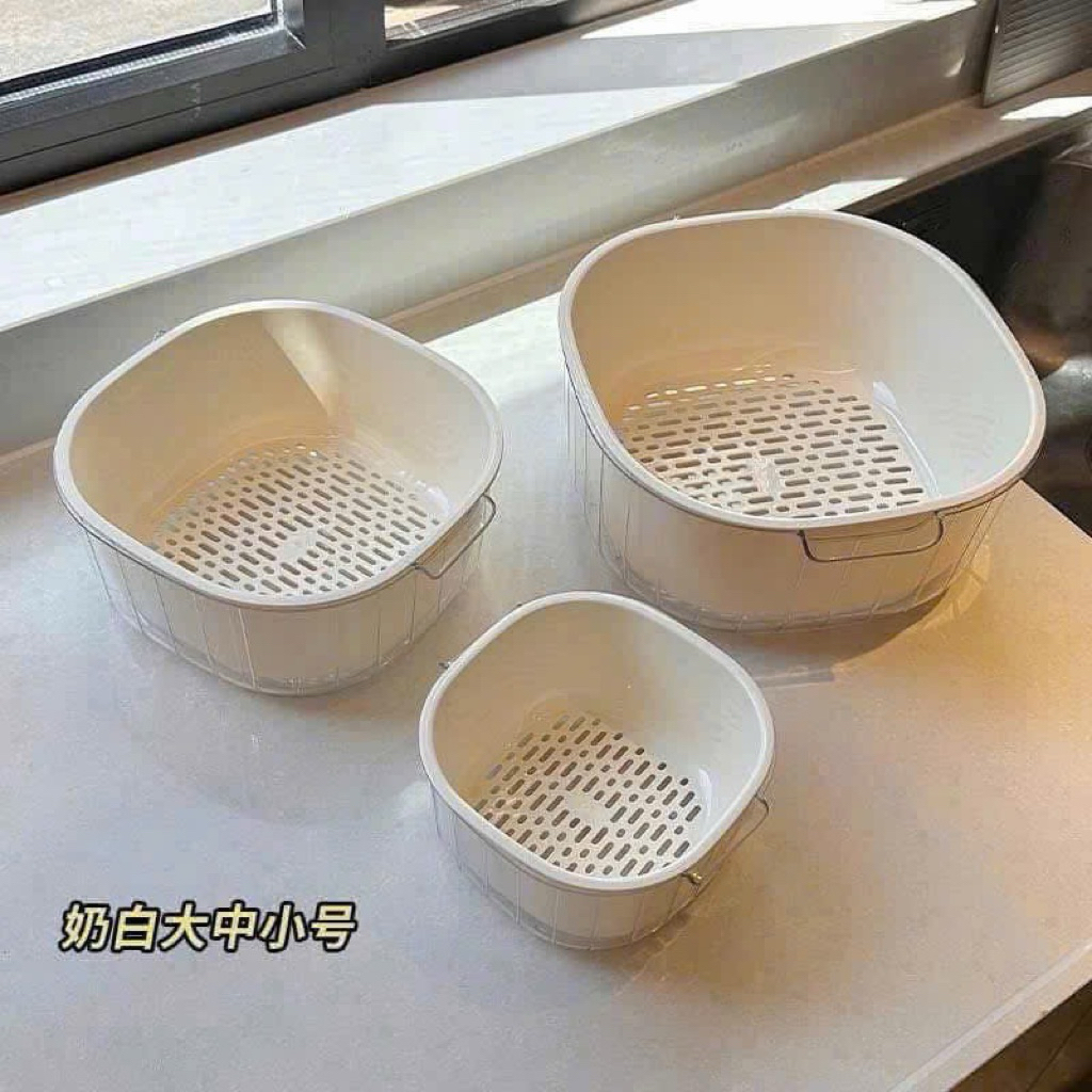 Bộ rổ rửa và ráo nước 2 lớp đa năng tiện lợi