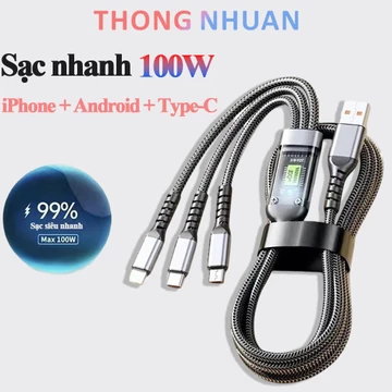 Lõi dây tăng cường Dây sạc 3 trong 1 Dây sạc Dây sạc nhanh Sạc siêu nhanh Dành cho iPhone OPPO xiaomi Dây sạc USB Type-C