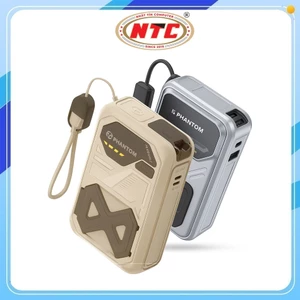 Pin Dự Phòng không dây PHANTOM P65W 20000mAh sạc Magnetic 15W, TypeC & LaiNing PD 20W, USB-A 22.5W, Chân cắm AC