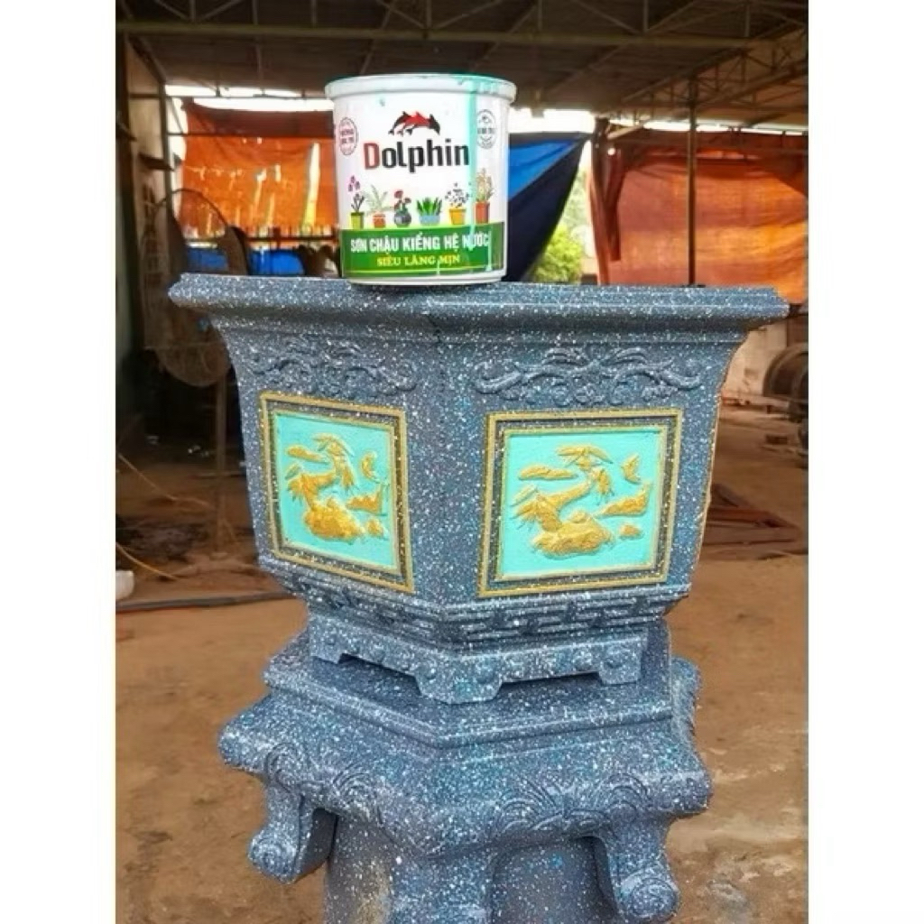 {Lon 5kg-Tặng cọ} Sơn Chậu Kiểng Láng Mịn DOLPHIN Hệ Nước Sơn Chậu Cảnh, Vải, Gỗ, Nhựa, Betong