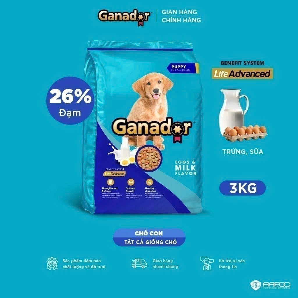 Thức Ăn Hạt Cho Chó Con Ganador Vị Trứng Và Sữa Gói 3kg Hỗ Trợ Phát Triển Xương Và Hệ Miễn Dịch