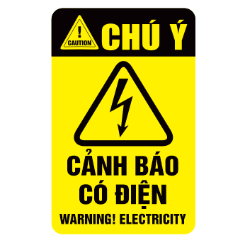 Tem cảnh báo điện ⚡ Tem dán nguy hiểm điện giật – Điện cao thế, thiết bị điện. Chống nước, bền màu – Nhiều mẫu chọn