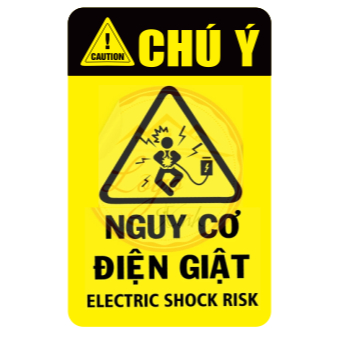 Tem cảnh báo điện ⚡ Tem dán nguy hiểm điện giật – Điện cao thế, thiết bị điện. Chống nước, bền màu – Nhiều mẫu chọn