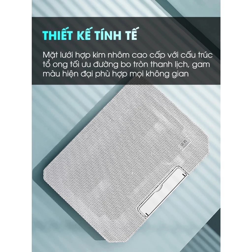 Đế Tản Nhiệt Laptop Q100 8 Quạt Lớn Dành Cho Máy 12-17 Inch, Giá Đỡ Laptop 4 Mức Tùy Chỉnh Độ Cao