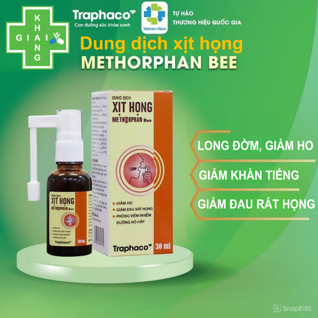 Dung dịch xịt họng keo ong Methorphan Bee giúp giảm viêm họng, rát họng và ho an toàn, hiệu quả cho cả nhà (Chai 30ml)