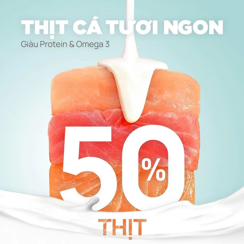 Pate cho mèo sữa dê PetQ cao cấp, 50% thịt 50% sữa dê, bổ sung nước, dinh dưỡng cao