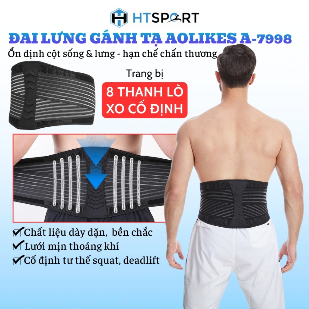 Đai Lưng Nâng Đỡ Bảo Vệ Cột Sống Aolikes A-7998, Phụ Kiện Gánh Tạ Tập Gym Thể Hình Deadlift Nam Nữ