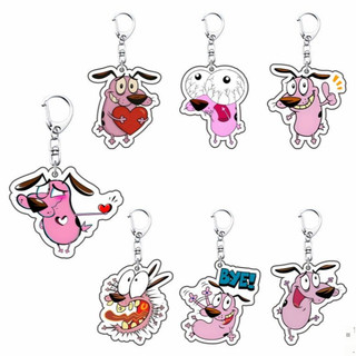 Móc khoá acrylic hình hoạt hình “Chú chó nhút nhát Courage” – Bộ biểu cảm dễ thương, trang trí balo, sưu tầm, quà t