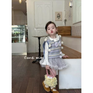 CANDI MIMI Áo Gile Len Xanh Đính Bông NT5643