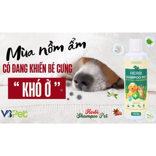 HERBI SHAMPOO PET – VB Pharna sữa tắm thảo dược cho thú cưng chó, mèo chai 250ml